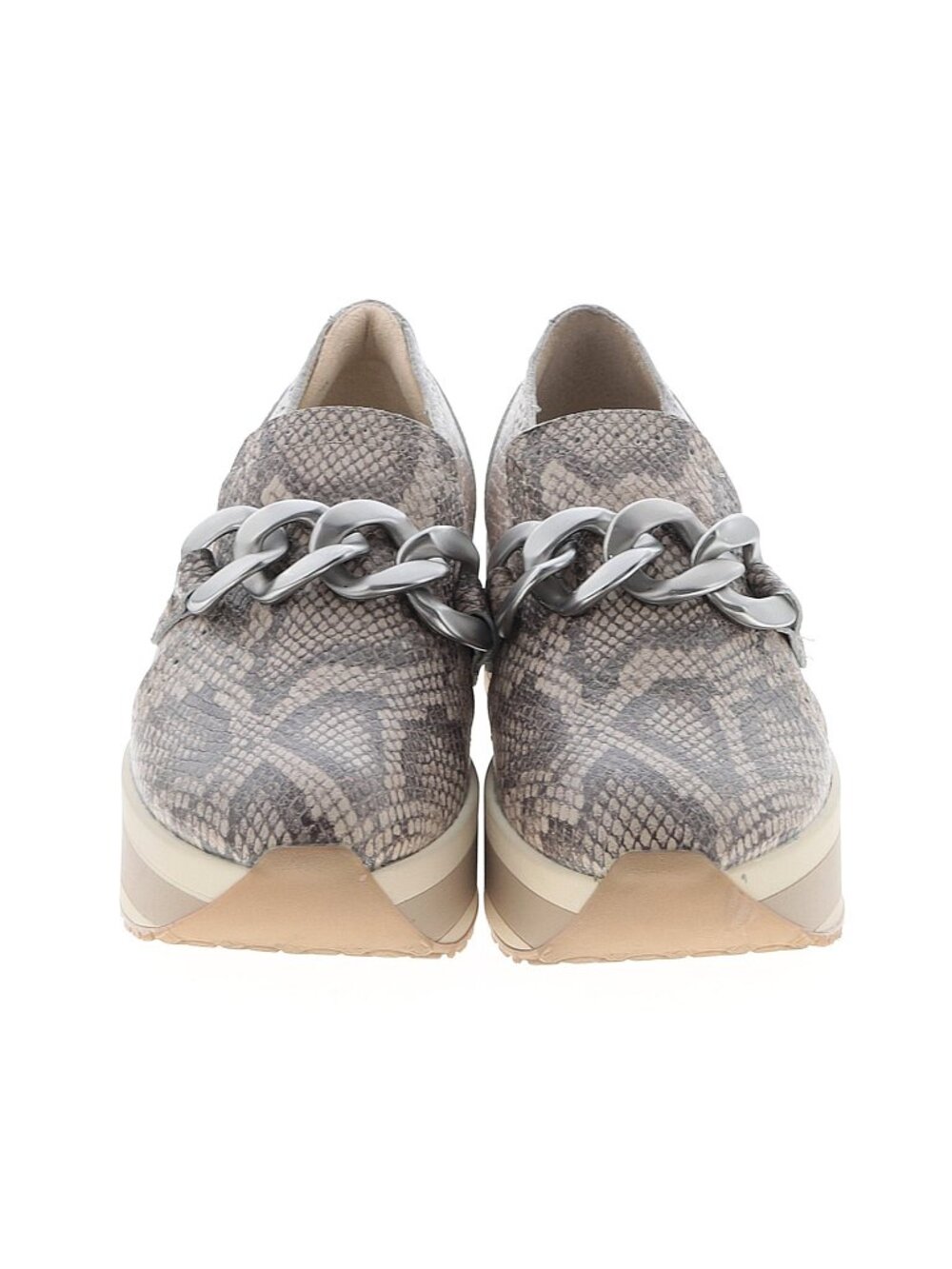 Dolce Vita Gray & Tan Reptile Print Slipon Platforms w/Silver Chain Size 9.5M - Picture 2 of 5